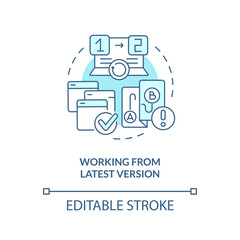 Fototapeta premium Working from latest version turquoise concept icon. Source code management practice abstract idea thin line illustration. Isolated outline drawing. Editable stroke. Arial, Myriad Pro-Bold fonts used