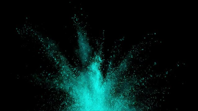 Super slow motion of coloured powder explosion isolated