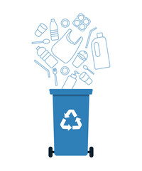 Plastic recycle bin vector illustration.