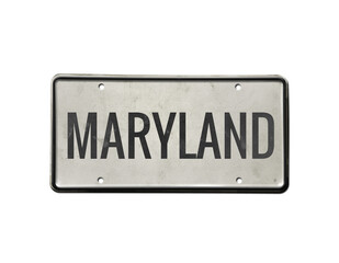 Plate with the inscription Maryland on white background. Illustration
