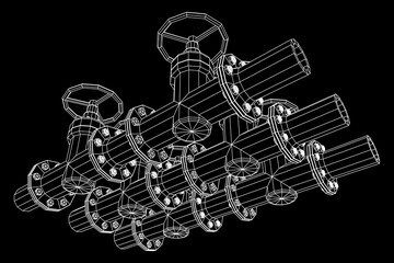 Oil pipeline with valve business concept