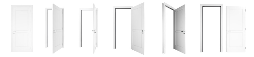 door isolated on white background PNG 3d rendering . light gray door	 - obrazy, fototapety, plakaty