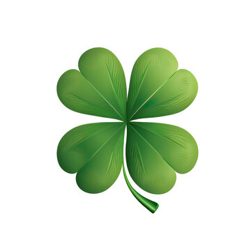 Green four-leaf clover leaf isolated on white background. Generative Ai