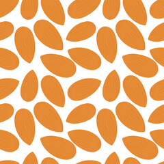Seamless pattern with almond. Illustration of Almond Nuts in flat style on white background. vector illustration
