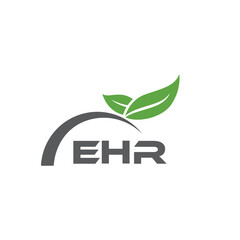 EHR letter nature logo design on white background. EHR creative initials letter leaf logo concept. EHR letter design.