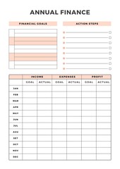 Minimalist planner pages templates. Printable Life & Business Planner Set. Life and business planner. Annual Finance Page 