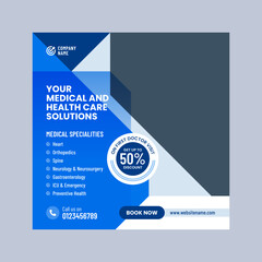 Medical or healthcare services social media post design template