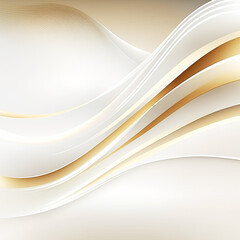 Abstract wavy luxury, white and golden, flowing background, generative art, AI generated