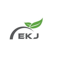 EKJ letter nature logo design on white background. EKJ creative initials letter leaf logo concept. EKJ letter design.