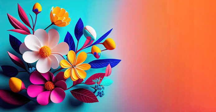 Minimalist springflower background wallpaper design (Generative AI)