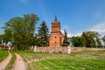 Saint Florian`s Church in Domaniew, village in Lodzkie voivodeship, Poland - obrazy, fototapety, plakaty
