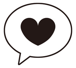 シンプルな吹き出し　ハートマーク　イラスト素材