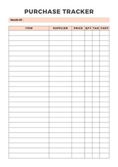 Minimalist planner pages templates. Printable Life & Business Planner Set. Life and business planner.  Purchase Tracker 