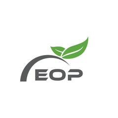 EOP letter nature logo design on white background. EOP creative initials letter leaf logo concept. EOP letter design.