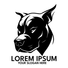 Angry Pitbull silhouette, Vector logo illustration