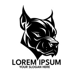 Obraz premium Angry Pitbull silhouette, Vector logo illustration