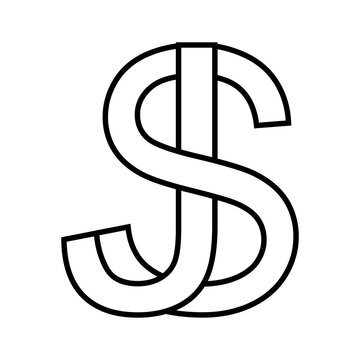 Logo sign sj js, icon double letters logotype s j