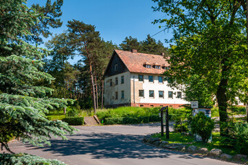 Fototapeta na wymiar Military barracks in Keszyca Lesna, Lubusz Voivodeship, Poland
