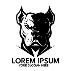Angry Pitbull silhouette, Vector logo illustration