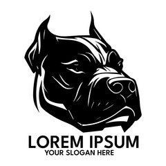 Obraz premium Angry Pitbull silhouette, Vector logo illustration