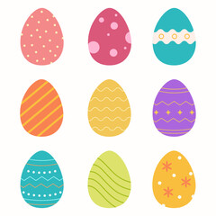 set of easter eggs flat vector illustration