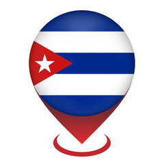 Map pointer with contry Cuba. Cuba flag. Vector illustration.
