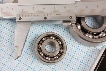 calipers, bearing and square