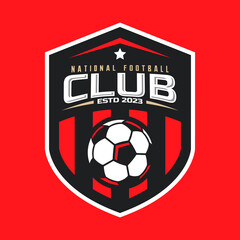 Football and soccer college vector logo isolated. Soccer emblem. Vector illustration of logos on football theme - obrazy, fototapety, plakaty