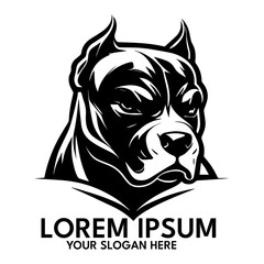 Angry Pitbull silhouette, Vector logo illustration