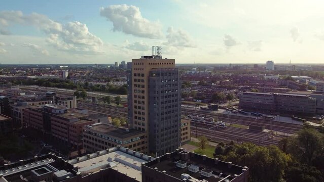 Office Building Featuring IK Artwork In Utrecht, Netherlands. Aerial View
