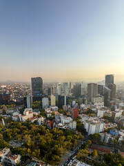 Fototapeta premium Beautiful aerial view of the capital of Mexico city of Mexico City at sunset.