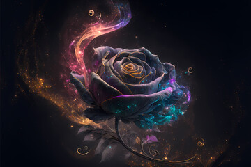 Beautiful cosmic rose made of colorful fractals	
