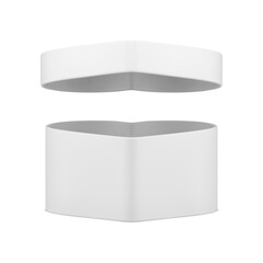 White open gift box heart shape elegant package for holiday congratulations 3d icon realistic vector