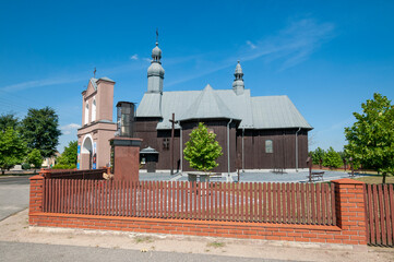 Wooden church st. Bartholomew in Zdzary, Lodz Voivodeship, Poland	
