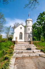 Fototapeta na wymiar Neo-gothic pavilion in the palace park in Turzno, Kuyavian-Pomeranian Voivodeship, Poland