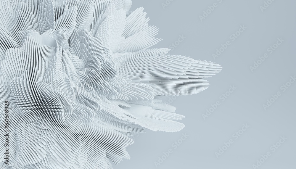 Fototapete 3d render of abstract detailed shape. empty space for text. minimal futuristic background.