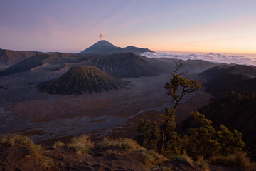Mount bromo view from King Kong hill sunset. Mount Bromo is a stratovolcano on the Indonesian...