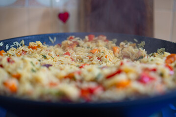 Wok de arroz y verduras