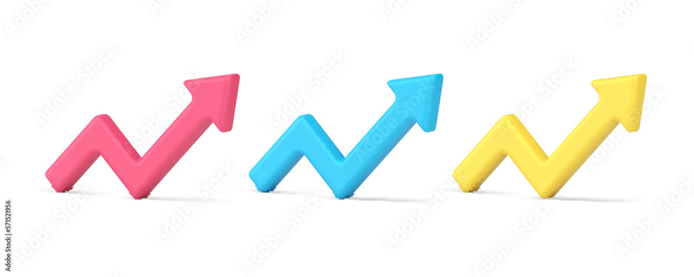 Poster graph chart arrow up angular badge index information analyzing isometric 3d icon set vector