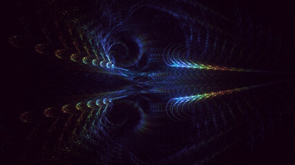 3D rendering abstract blue fractal light background