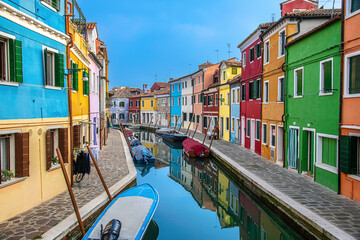 The famous Colorful houses in Burano, Venice
