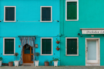 Naklejka na ściany i meble The famous Colorful houses in Burano, Venice