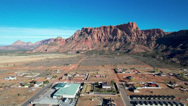Aerial View of Colorado City Utah, and Hilldale Arizona, FLDS mormon settlement