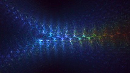 3D rendering abstract multicolor fractal light background