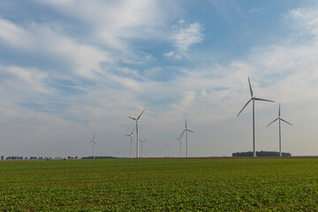 Fototapeta na wymiar Wind turbines in the countryside