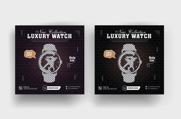 selling watch discount sale social media Instagram post banner design template