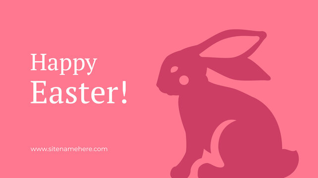 Easter rabbit greeting banner vintage festive congratulations design template vector flat illustration