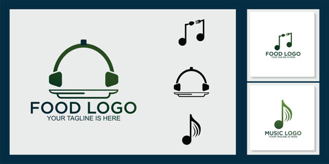 music and food logo set, music logo template