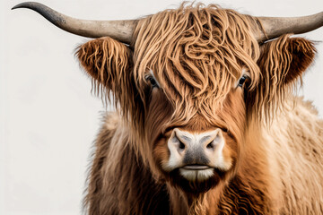Beautiful horned Highland Cattle, Created using generative AI tools.