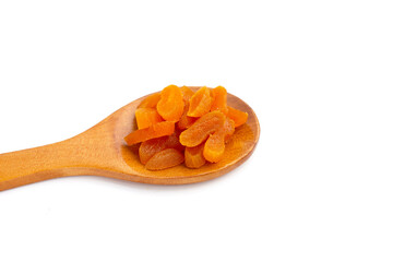 Dried apricots on white background.